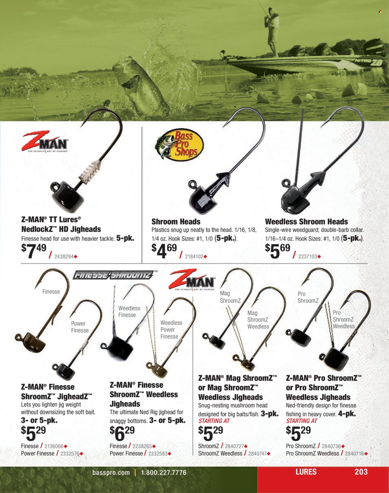 thumbnail - Cabela's Flyer - Sales products - fish, Snug, jig. Page 203.