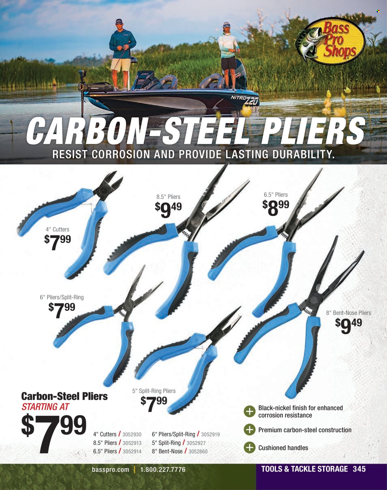 thumbnail - Cabela's Flyer - Sales products - Bass Pro, pliers. Page 345.