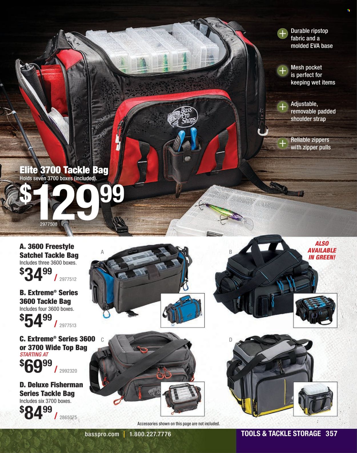 thumbnail - Cabela's Flyer - Sales products - tackle bag, strap. Page 357.