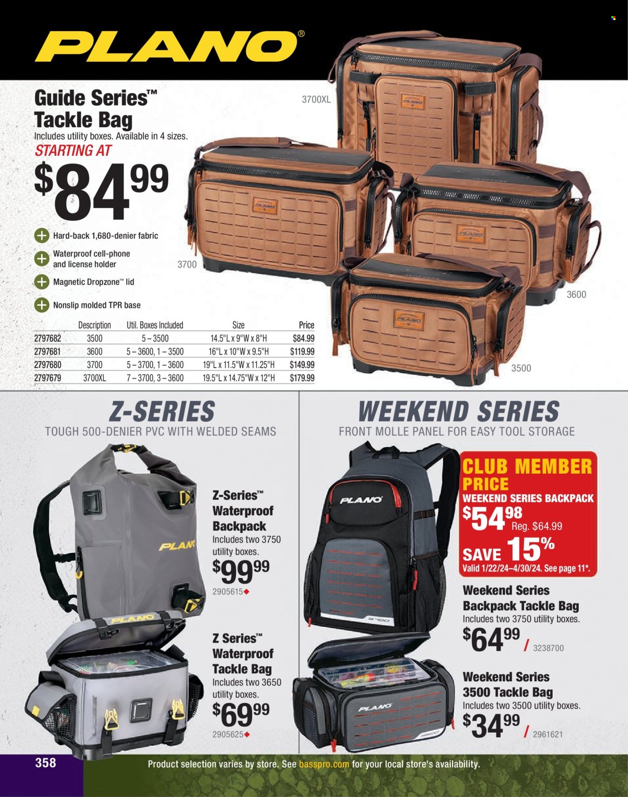 thumbnail - Cabela's Flyer - Sales products - holder, tackle bag. Page 358.