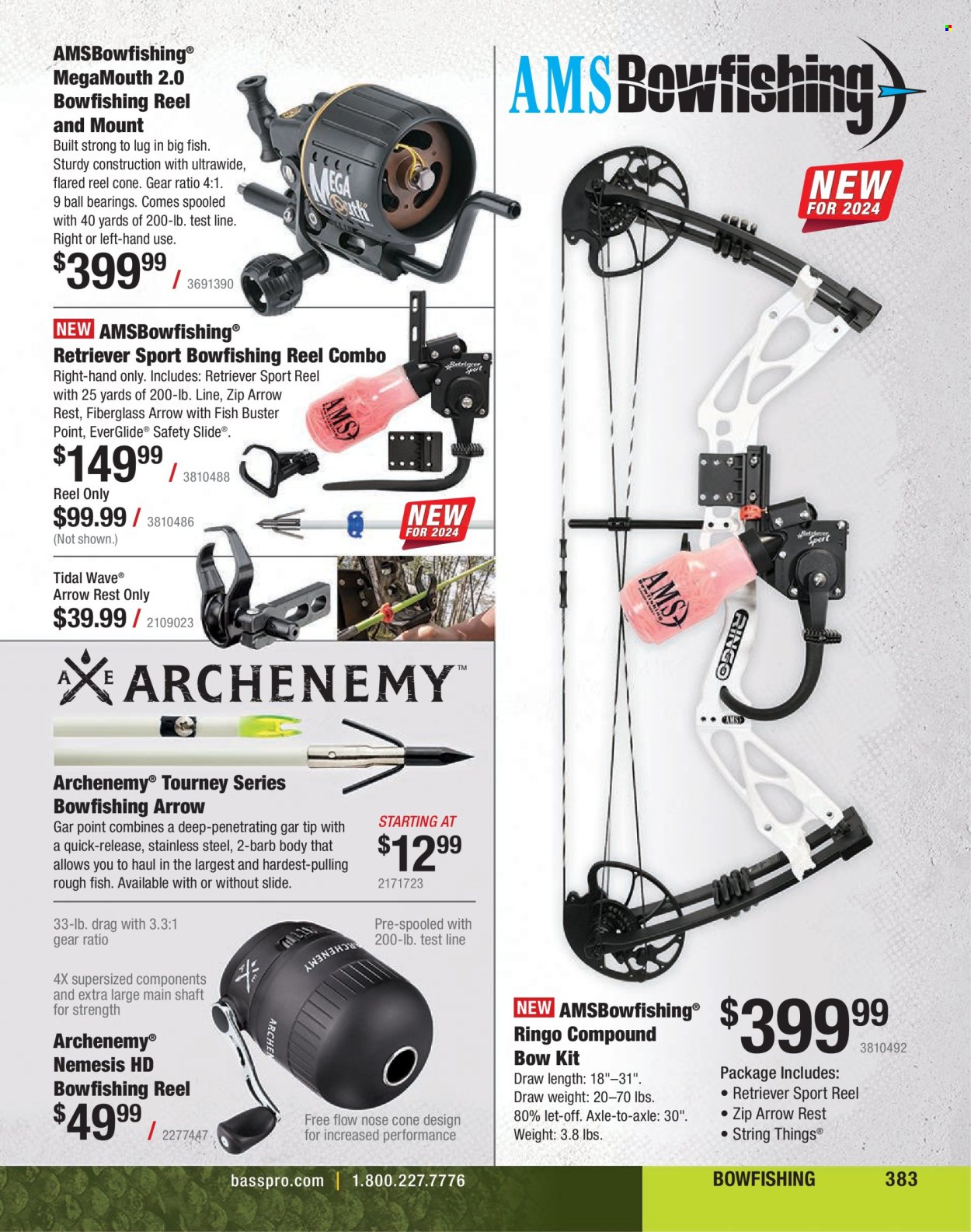 thumbnail - Cabela's Flyer - Sales products - reel, compound bow. Page 383.