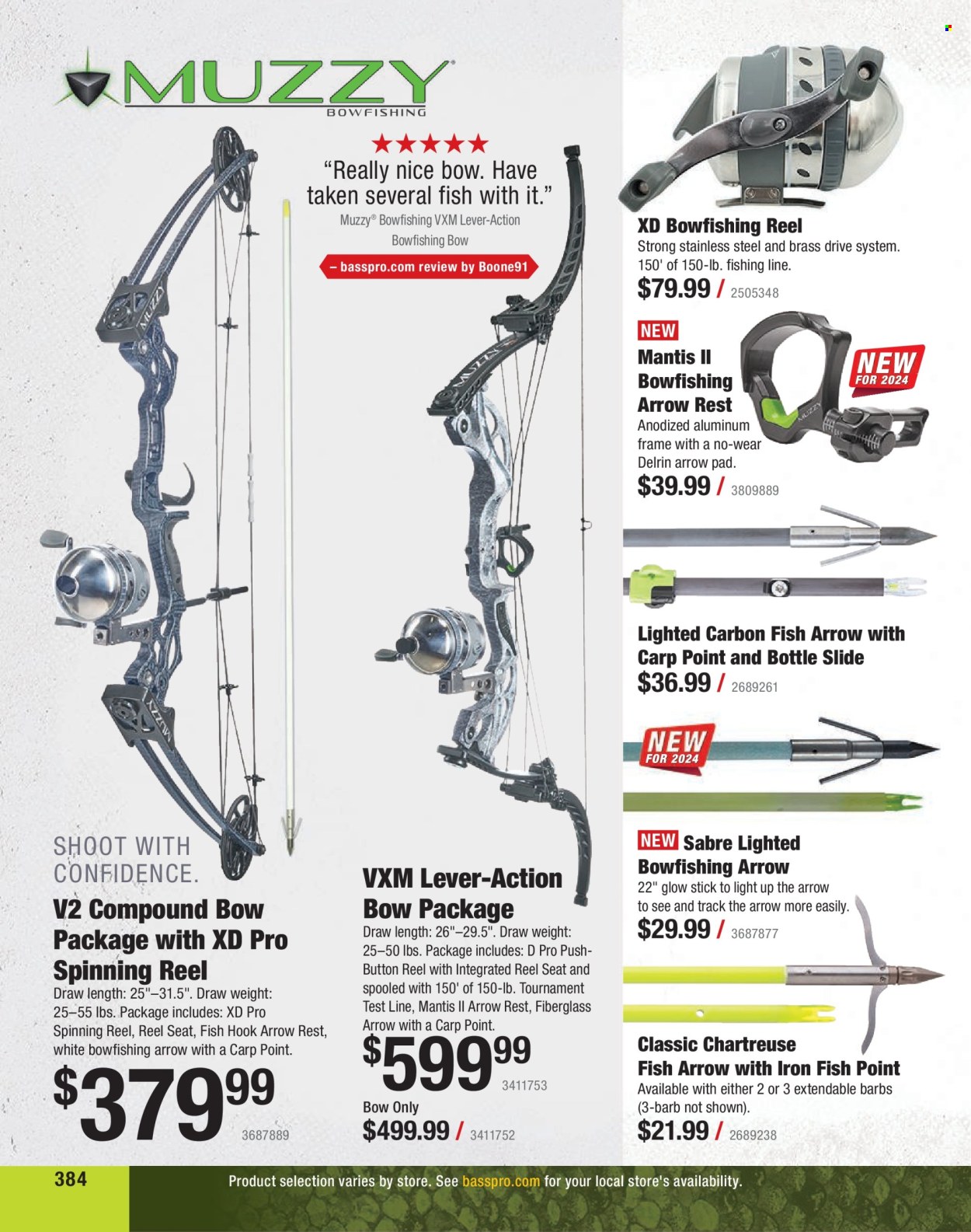 thumbnail - Cabela's Flyer - Sales products - fish, reel, spinning reel, compound bow. Page 384.