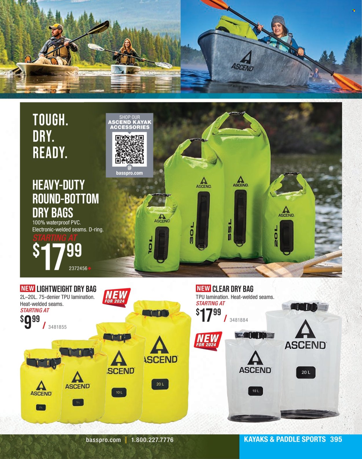 thumbnail - Cabela's Flyer - Sales products - dry bag, kayak. Page 395.