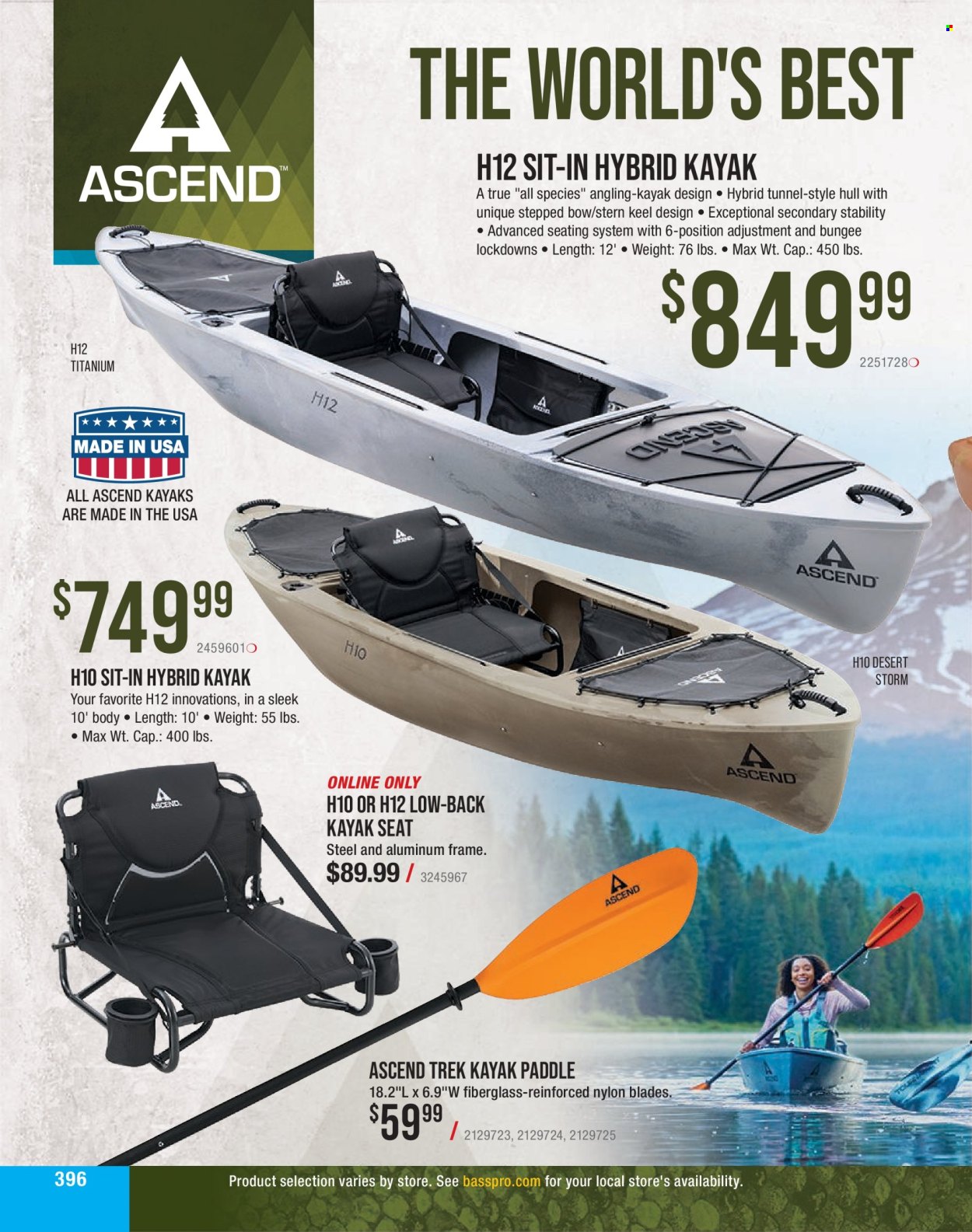 thumbnail - Cabela's Flyer - Sales products - kayak paddle. Page 396.