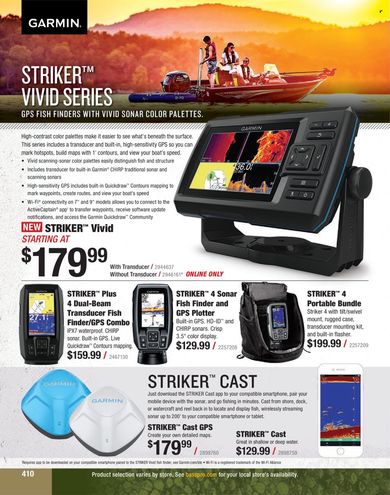 thumbnail - Cabela's Flyer - Sales products - Garmin, fish finder, sonar. Page 410.