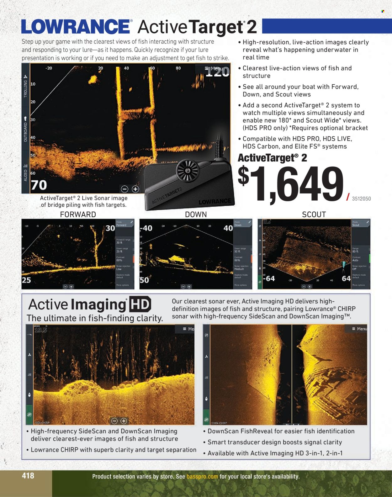 thumbnail - Cabela's Flyer - Sales products - Lowrance, sonar. Page 418.
