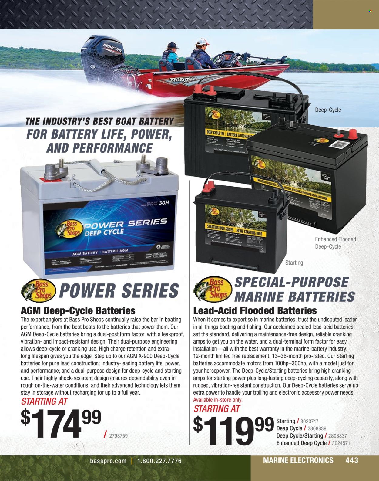 thumbnail - Cabela's Flyer - Sales products - Bass Pro, boat. Page 443.