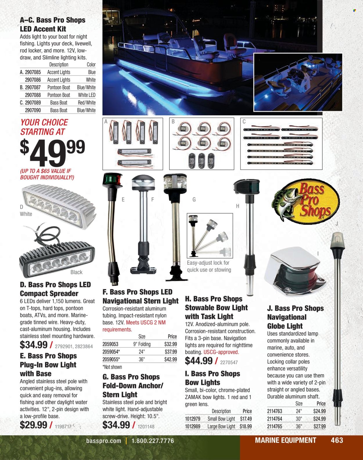 thumbnail - Cabela's Flyer - Sales products - lens, Bass Pro, spreader, lamp, lighting. Page 463.