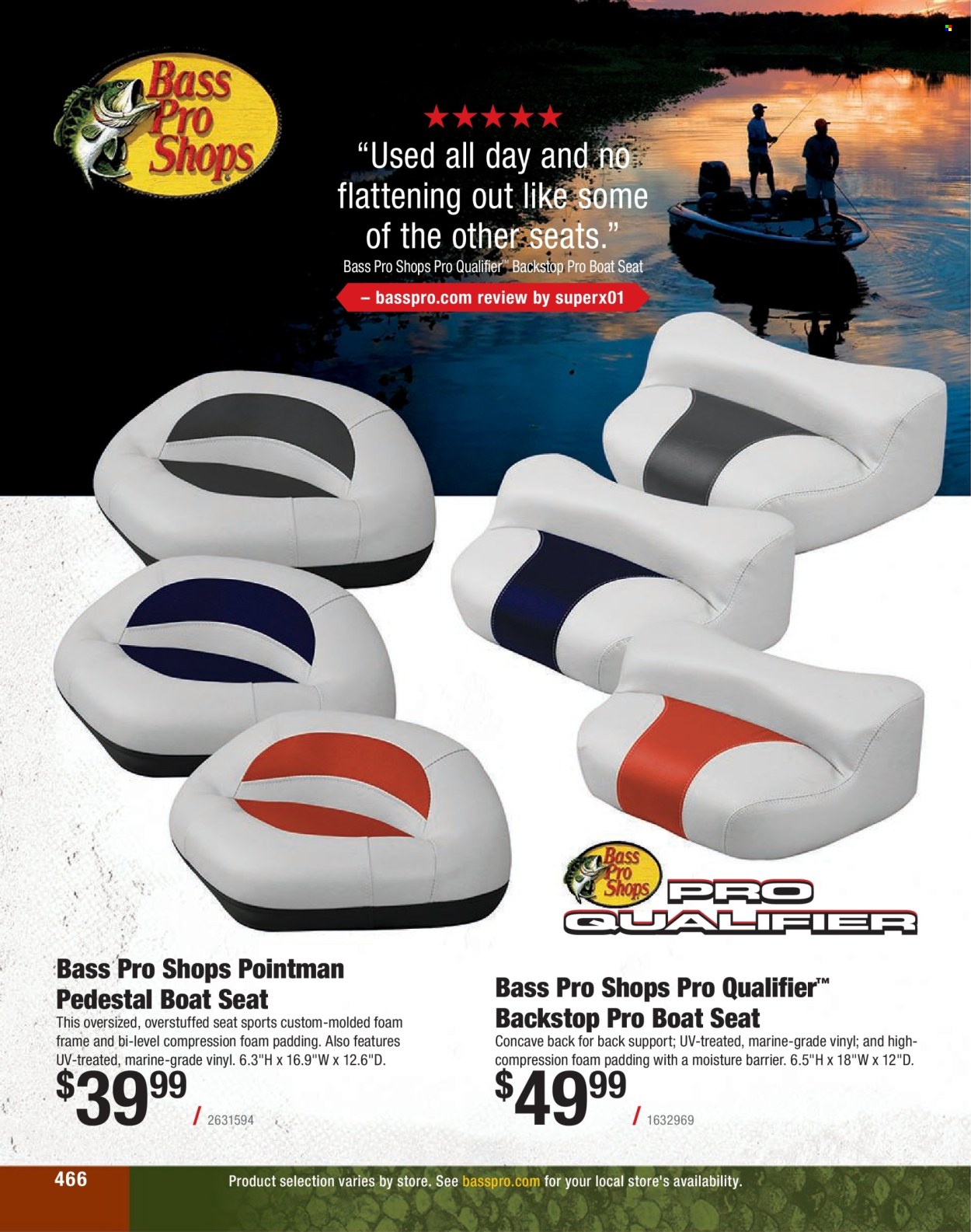 thumbnail - Cabela's Flyer - Sales products - Bass Pro, boat seat. Page 466.