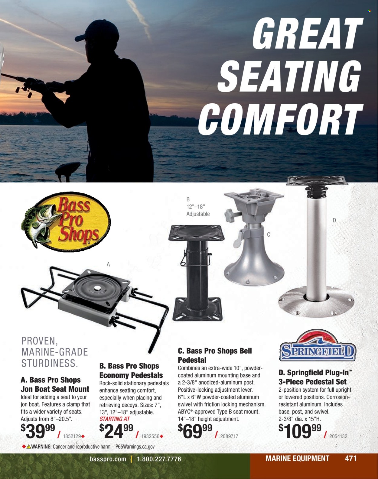 thumbnail - Cabela's Flyer - Sales products - Bass Pro, boat seat, clamp. Page 471.