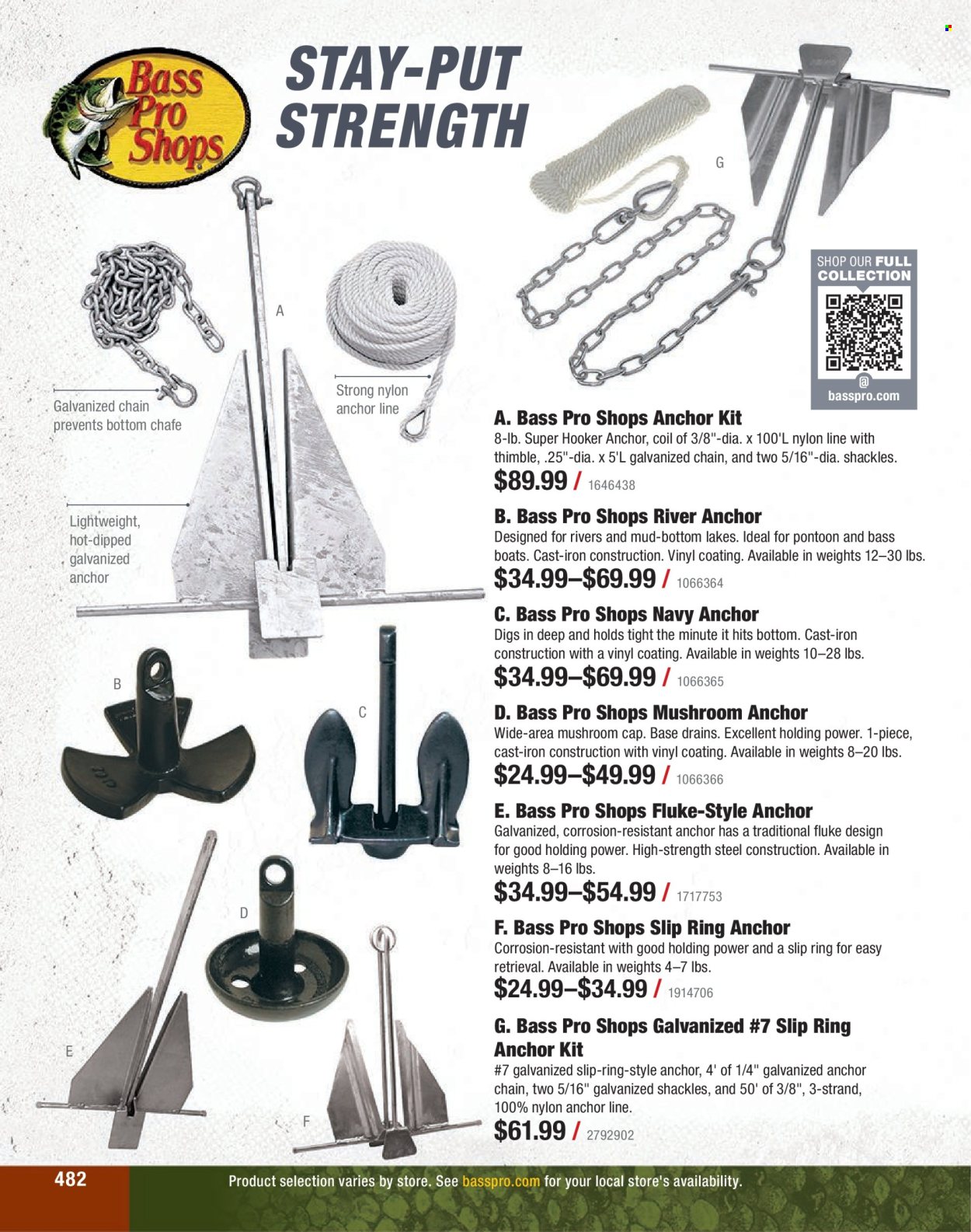 thumbnail - Cabela's Flyer - Sales products - Bass Pro, anchor chain, anchor kit. Page 482.