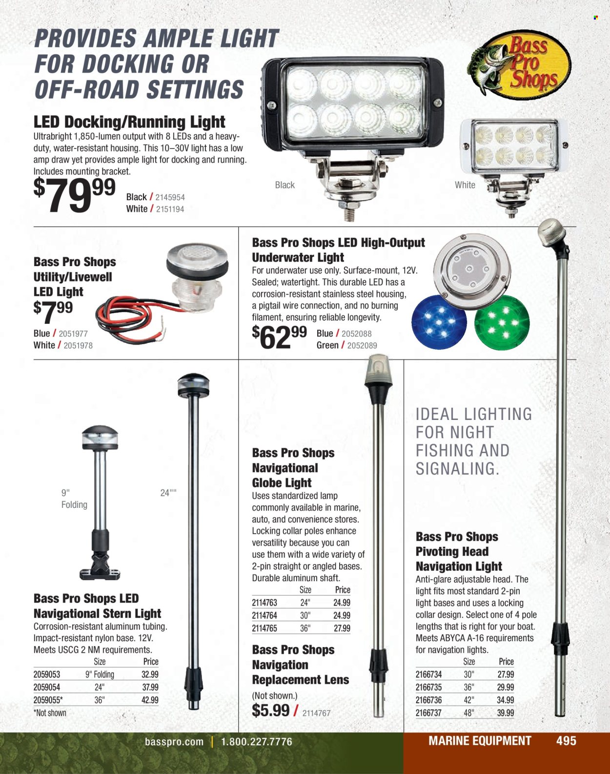 thumbnail - Cabela's Flyer - Sales products - lens, Bass Pro, lamp, LED light, lighting. Page 495.