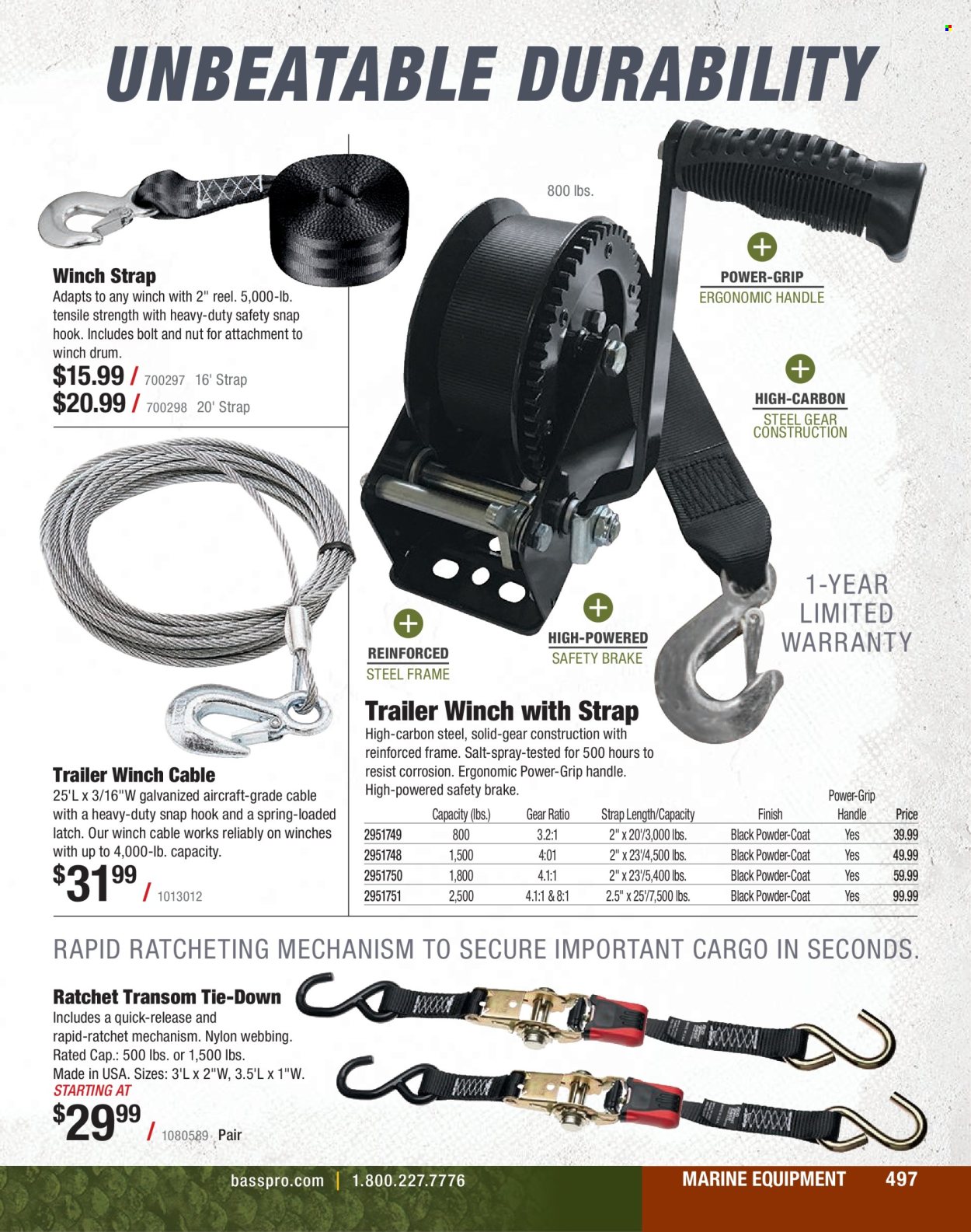 thumbnail - Cabela's Flyer - Sales products - reel, trailer, hand tools, strap. Page 497.