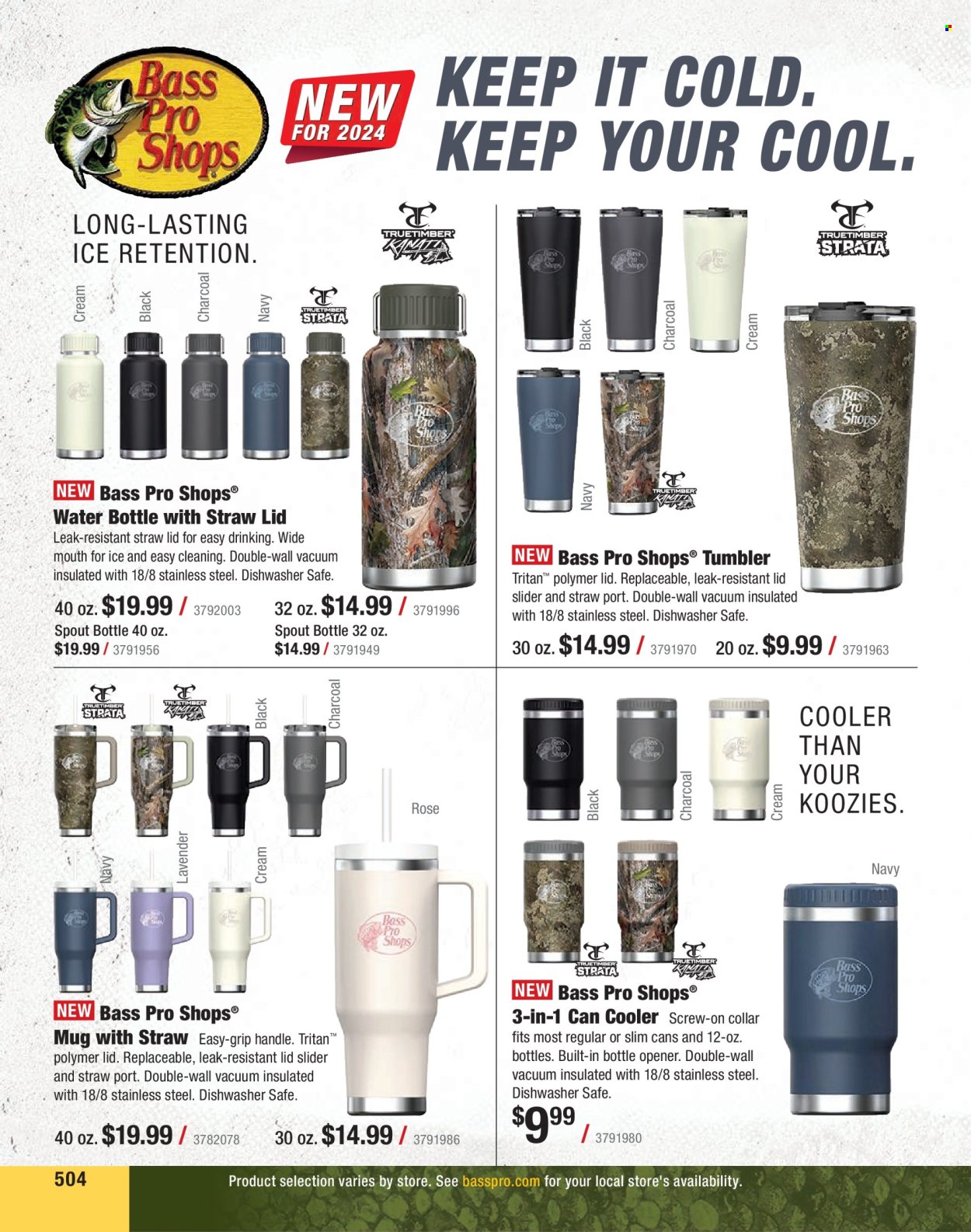 thumbnail - Cabela's Flyer - Sales products - drink bottle, Bass Pro. Page 504.