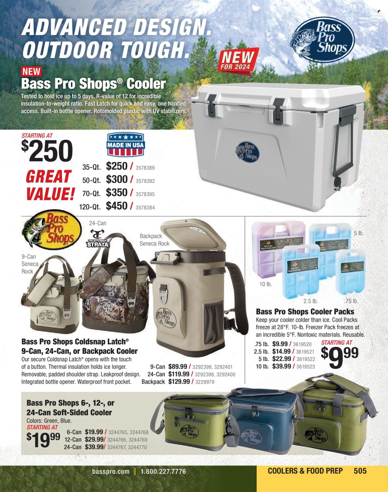 thumbnail - Cabela's Flyer - Sales products - backpack, Bass Pro, strap. Page 505.