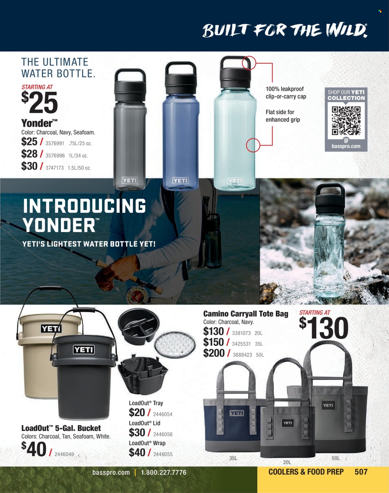 thumbnail - Cabela's Flyer - Sales products - drink bottle, cap, bag, tote, tote bag, tray. Page 507.