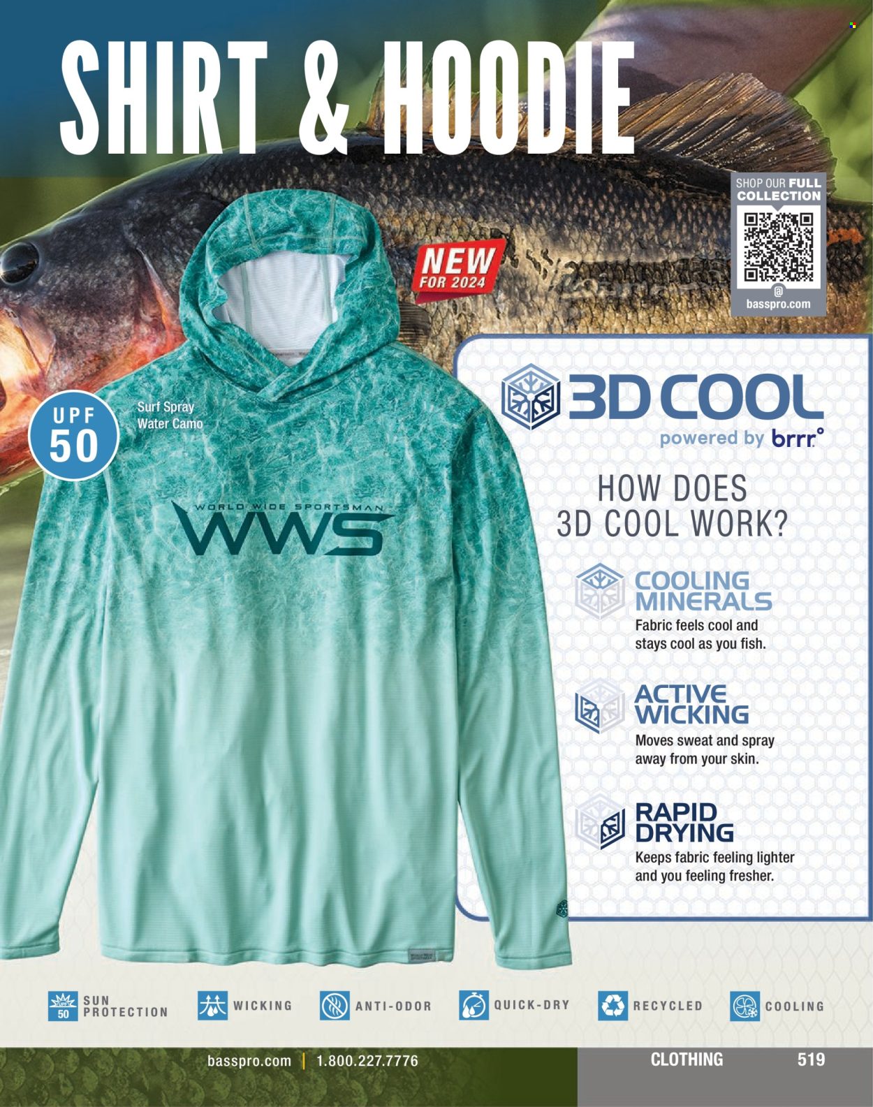 thumbnail - Cabela's Flyer - Sales products - hoodie, fish, shirt. Page 519.
