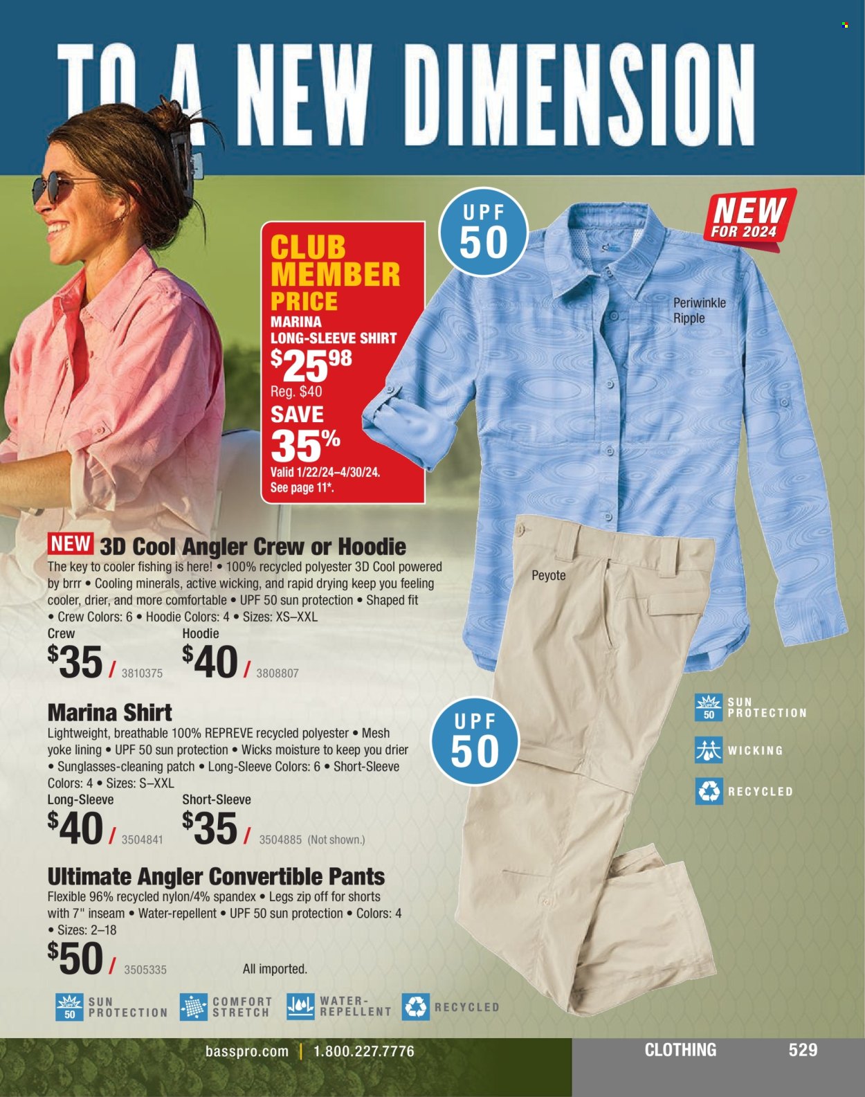 thumbnail - Cabela's Flyer - Sales products - hoodie, shorts, pants, long-sleeve shirt, shirt, sunglasses. Page 529.