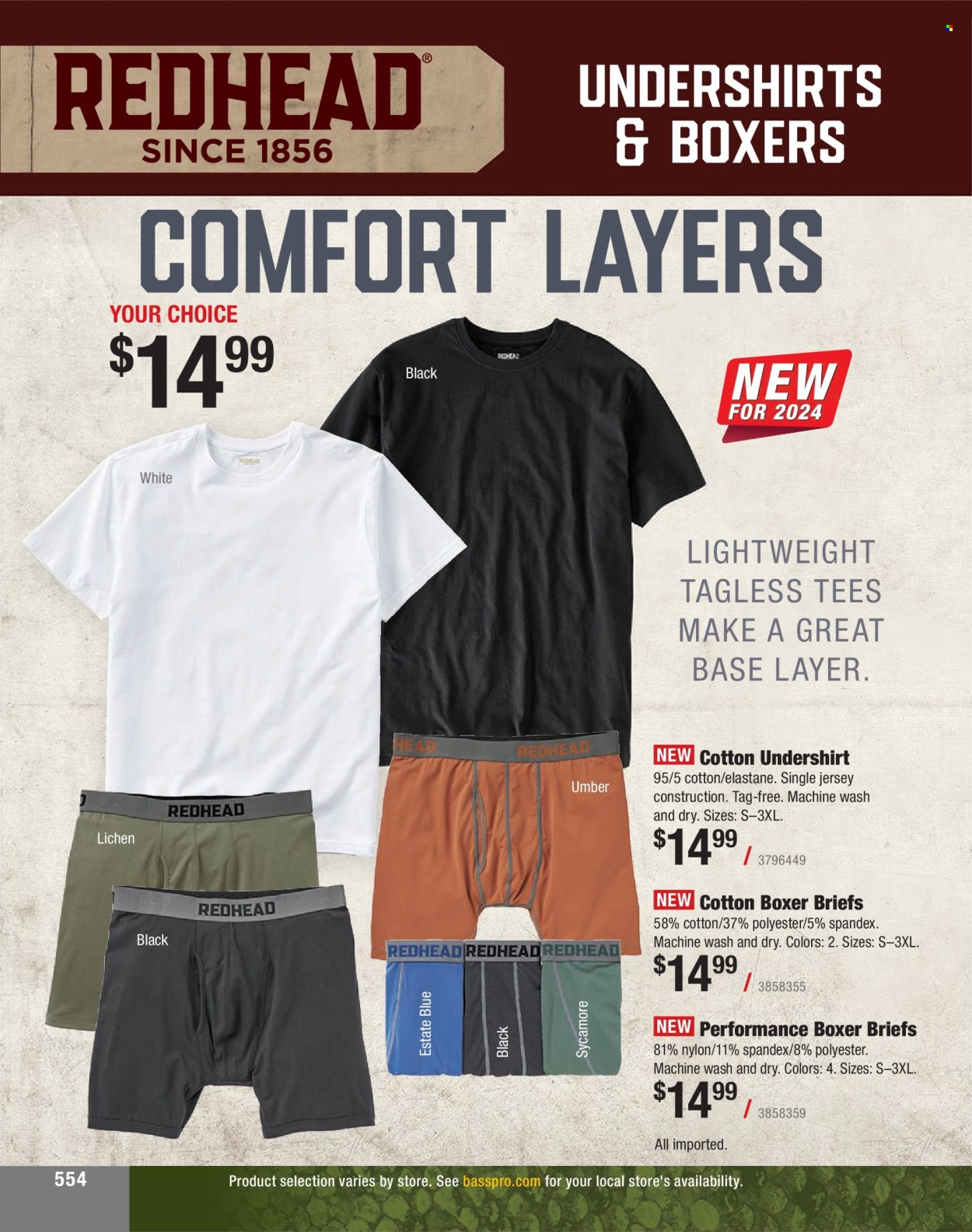 thumbnail - Cabela's Flyer - Sales products - t-shirt, jersey, briefs, boxer shorts, undershirt. Page 554.