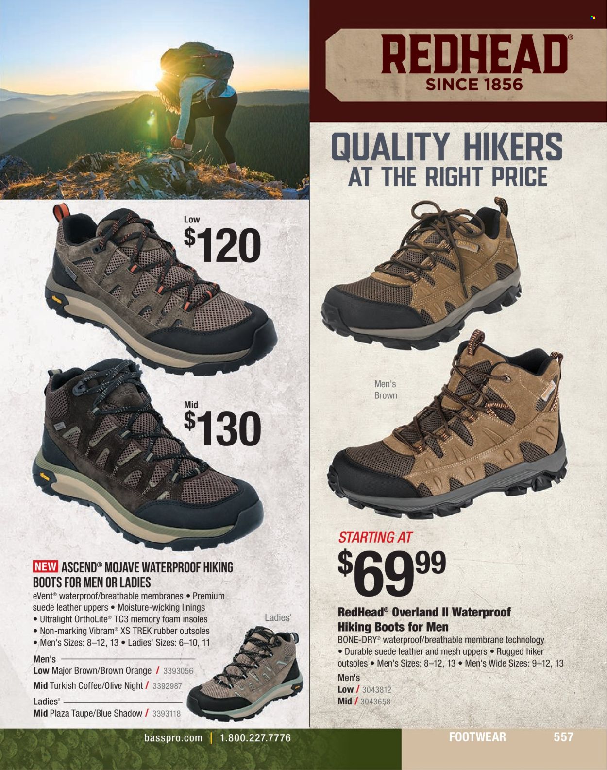 thumbnail - Cabela's Flyer - Sales products - boots, hiking shoes. Page 557.