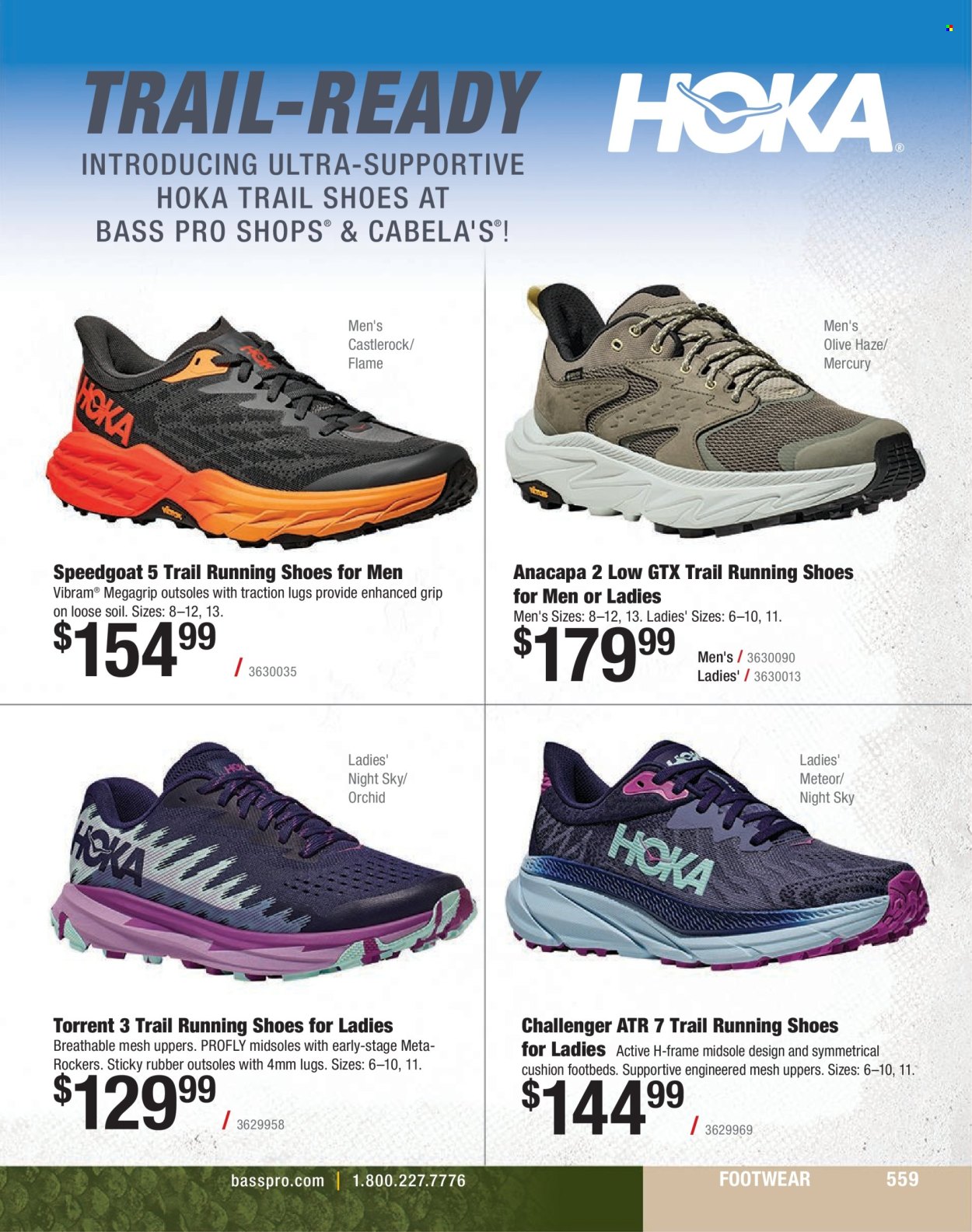 thumbnail - Cabela's Flyer - Sales products - running shoes, shoes, cushion, Bass Pro. Page 559.