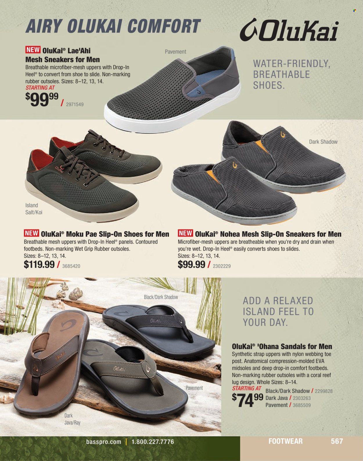 thumbnail - Cabela's Flyer - Sales products - sandals, shoes, slip-on shoes, sneakers, strap. Page 567.