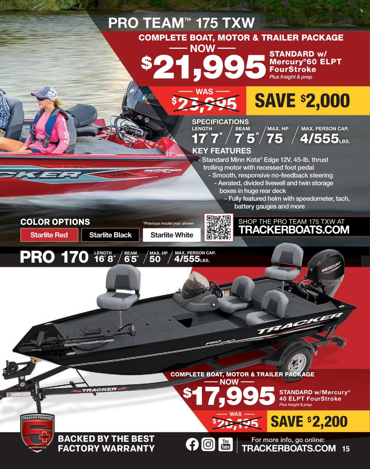 thumbnail - Bass Pro Shops Flyer - Sales products - battery, storage box, boat, trailer. Page 15.