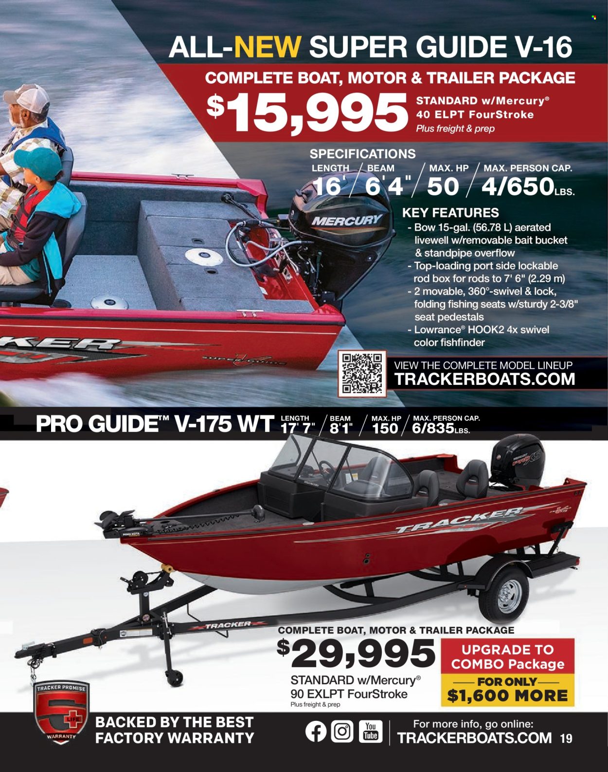 thumbnail - Bass Pro Shops Flyer - Sales products - fish finder, Lowrance, boat, trailer. Page 19.