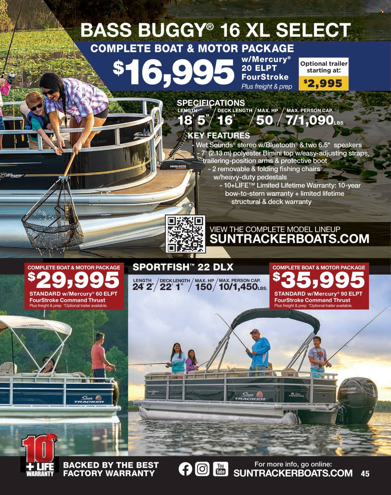 thumbnail - Bass Pro Shops Flyer - Sales products - boots, chair, boat, trailer. Page 45.