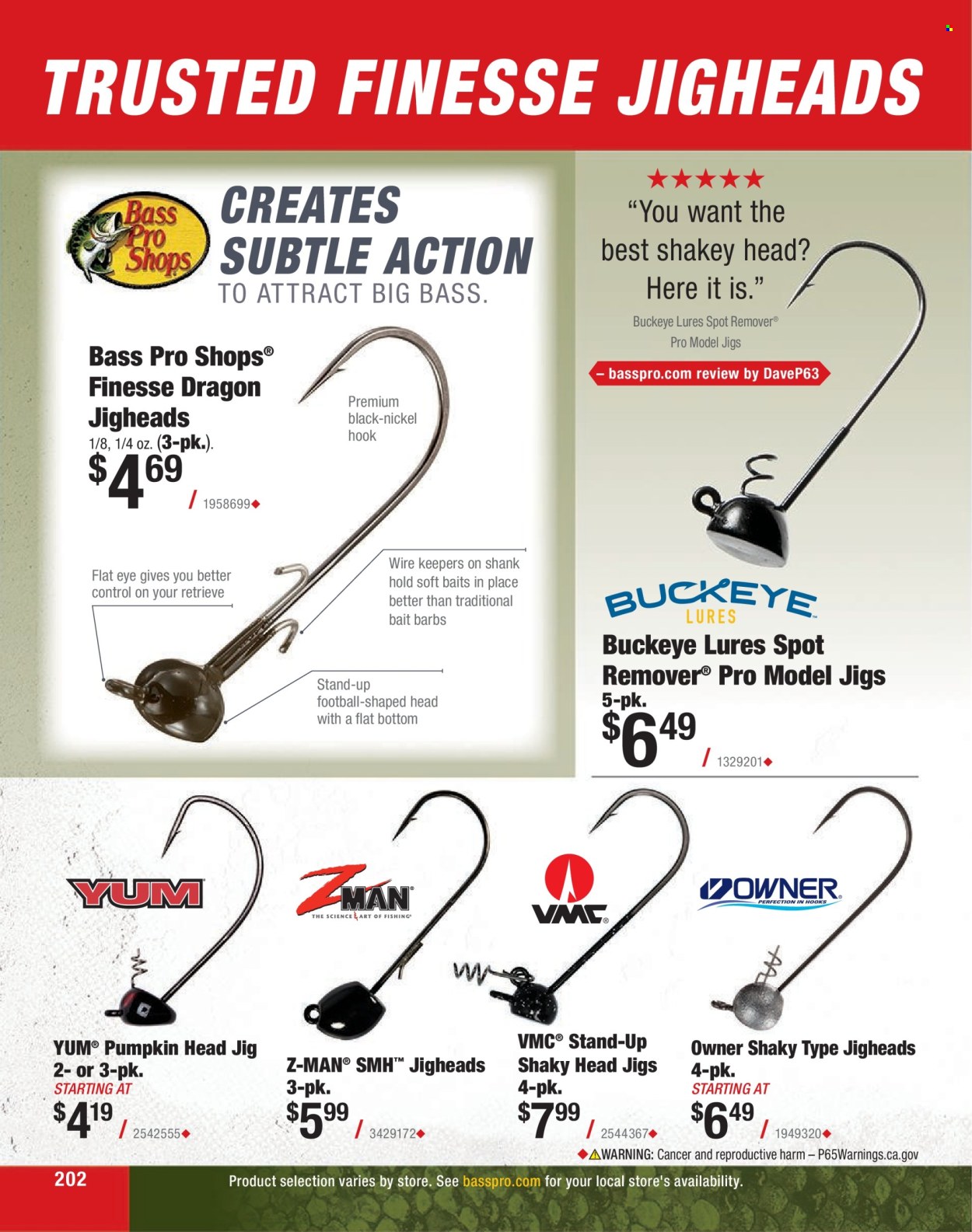 thumbnail - Bass Pro Shops Flyer - Sales products - Bass Pro, jig. Page 202.