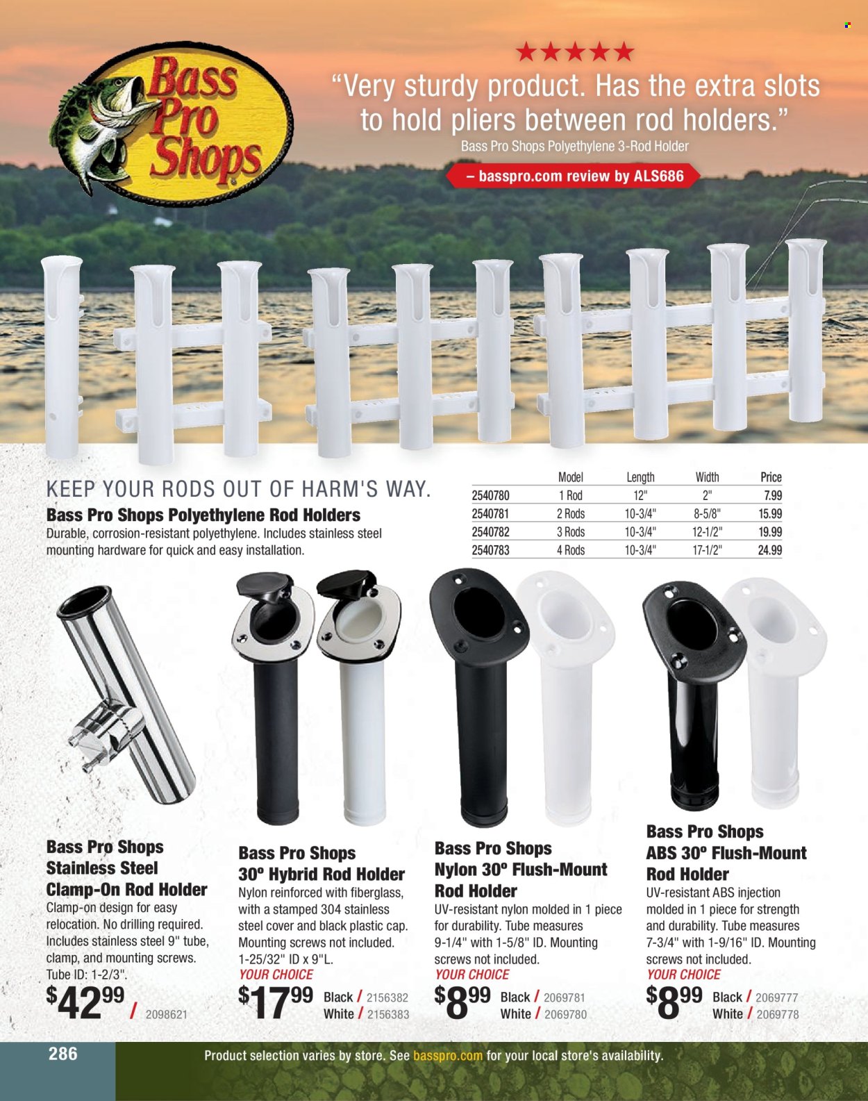 thumbnail - Bass Pro Shops Flyer - Sales products - Bass Pro, rod holder, clamp. Page 286.