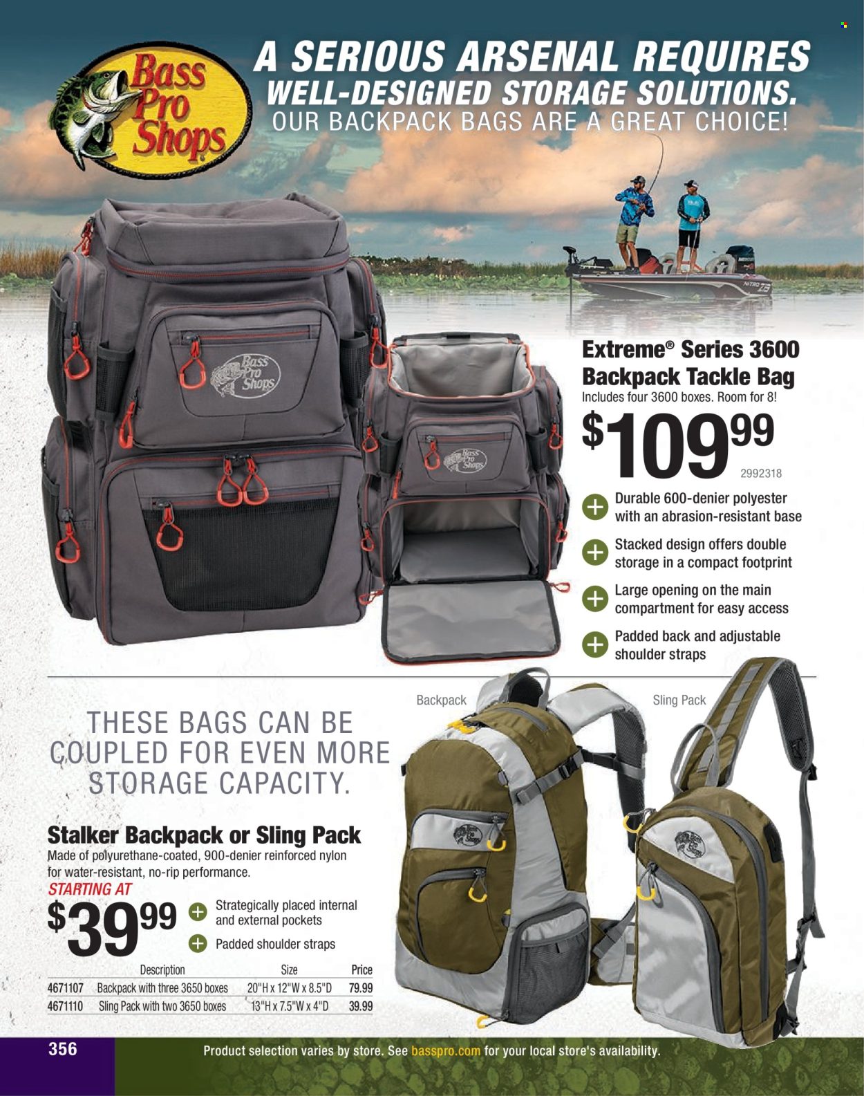 thumbnail - Bass Pro Shops Flyer - Sales products - tackle bag. Page 356.