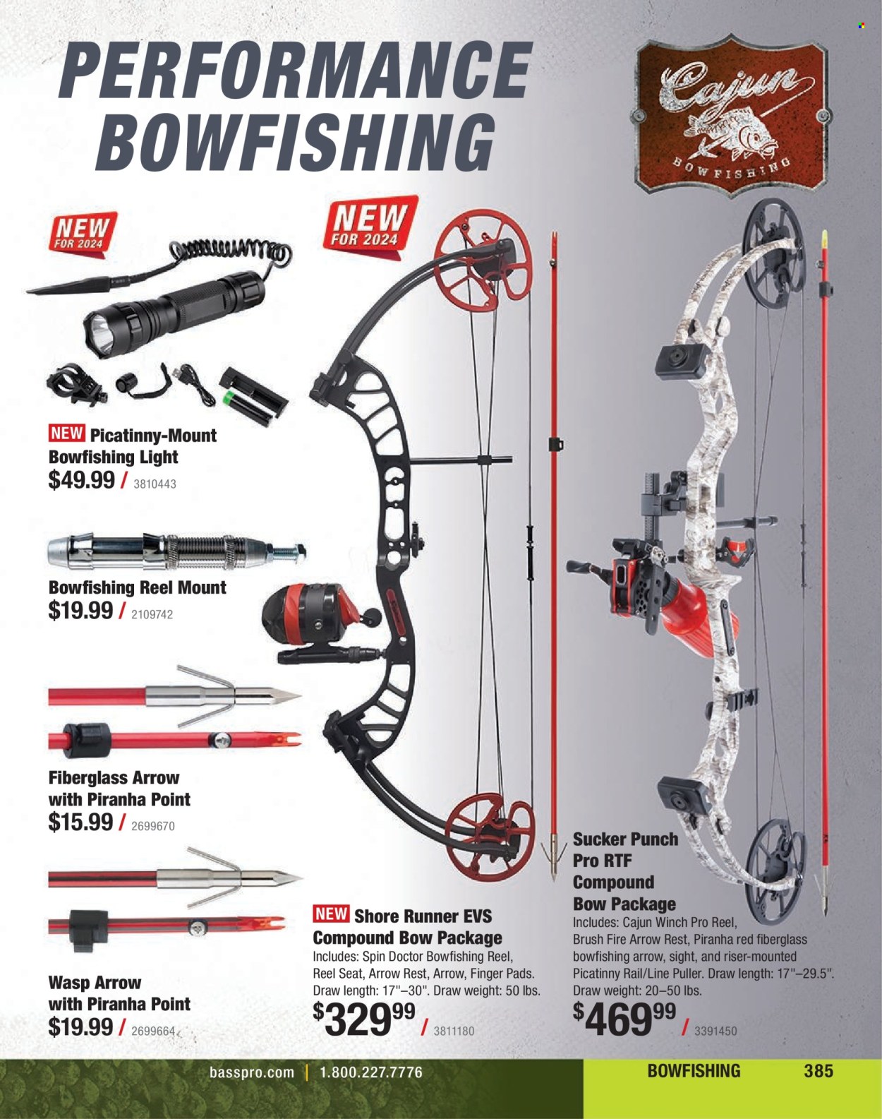 thumbnail - Bass Pro Shops Flyer - Sales products - reel, compound bow. Page 385.