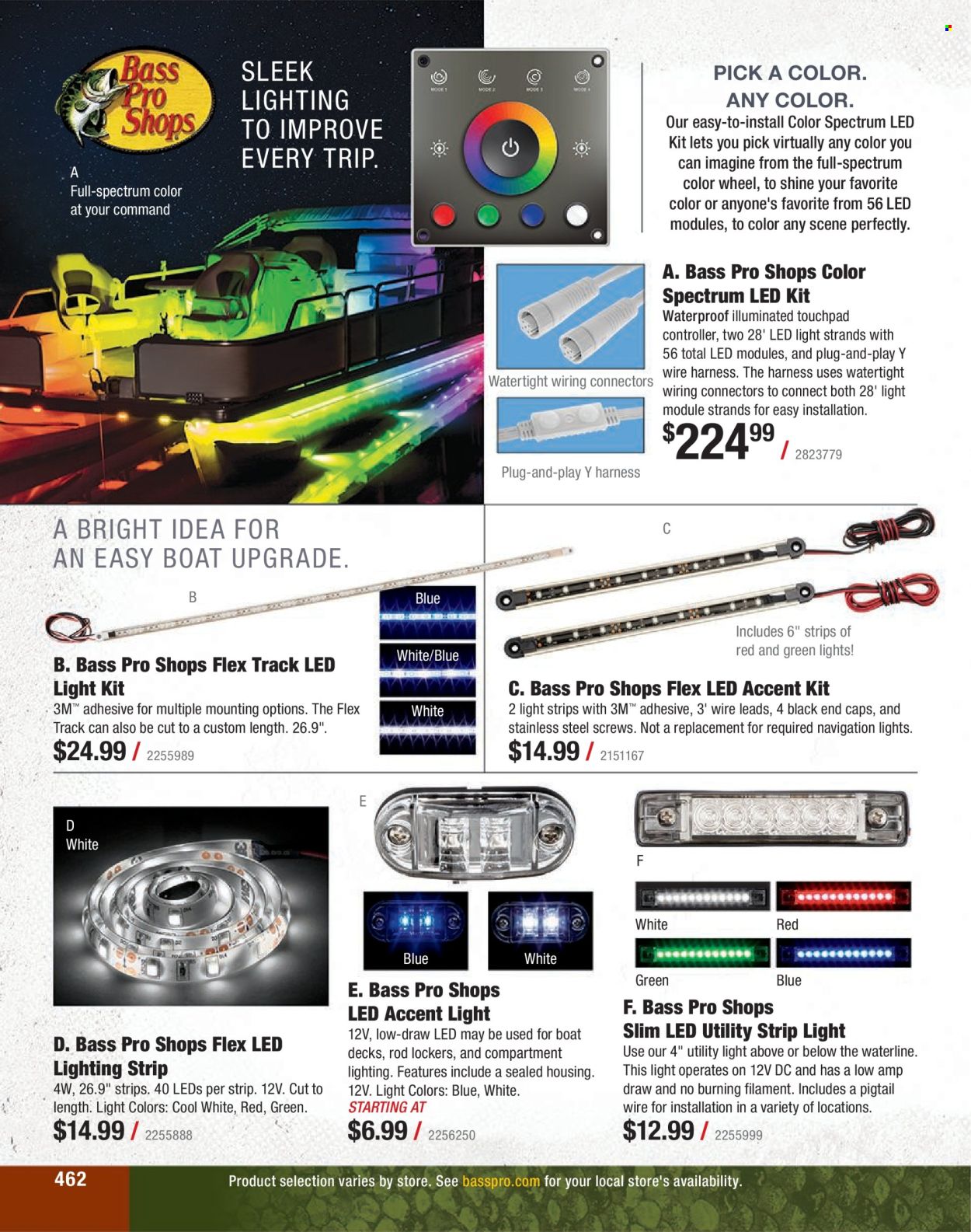 thumbnail - Bass Pro Shops Flyer - Sales products - Bass Pro, LED light, light strip, lighting, work light. Page 462.