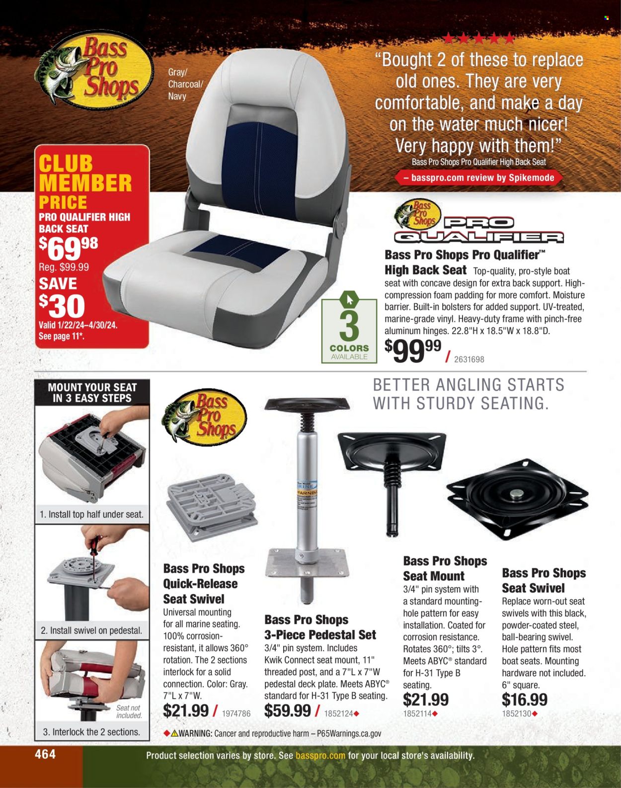thumbnail - Bass Pro Shops Flyer - Sales products - Bass Pro, boat seat. Page 464.