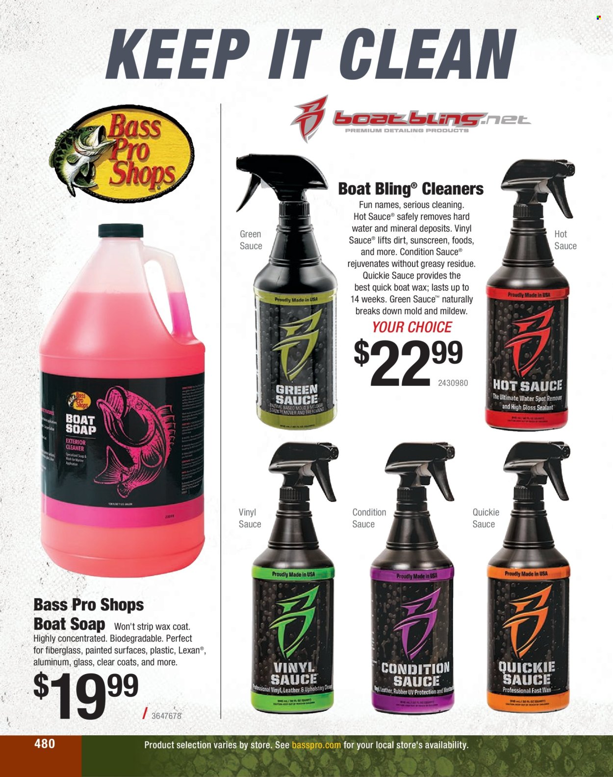 thumbnail - Bass Pro Shops Flyer - Sales products - Bass Pro, cleaner. Page 480.