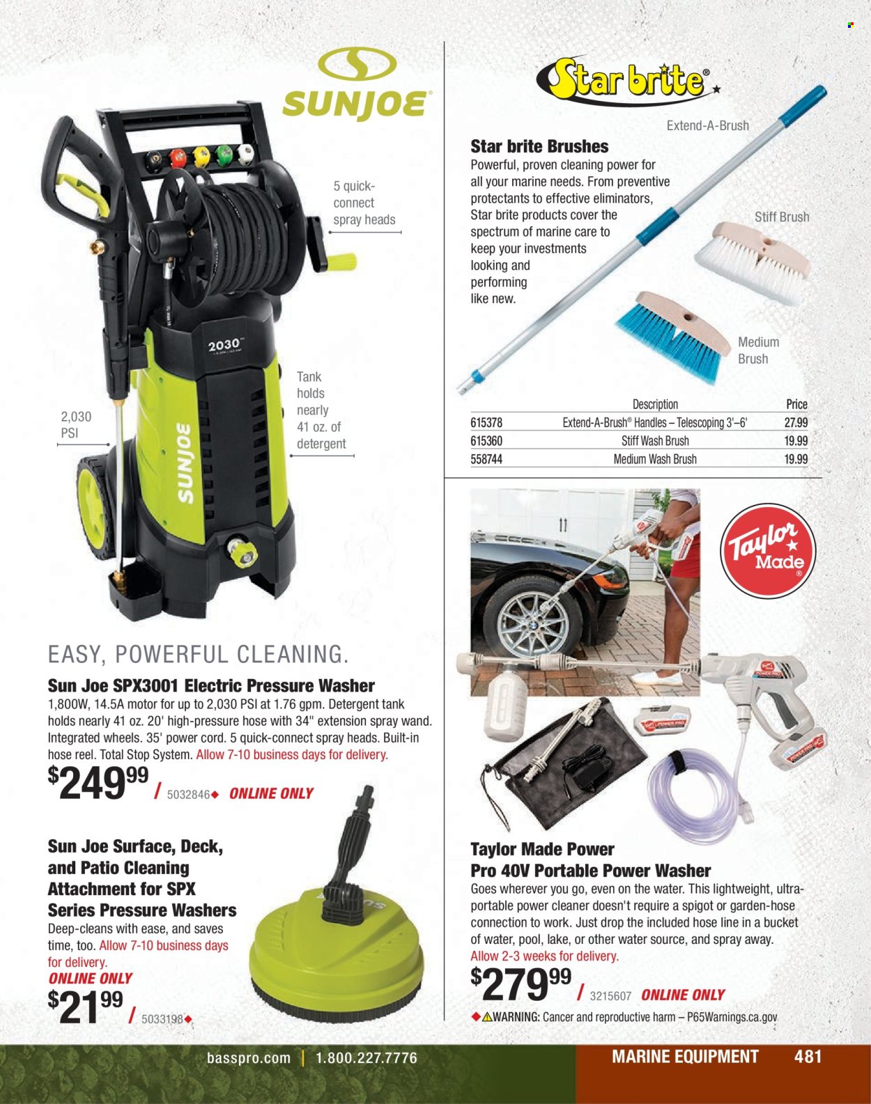 thumbnail - Bass Pro Shops Flyer - Sales products - tank, electric pressure washer, pressure washer, cleaner. Page 481.