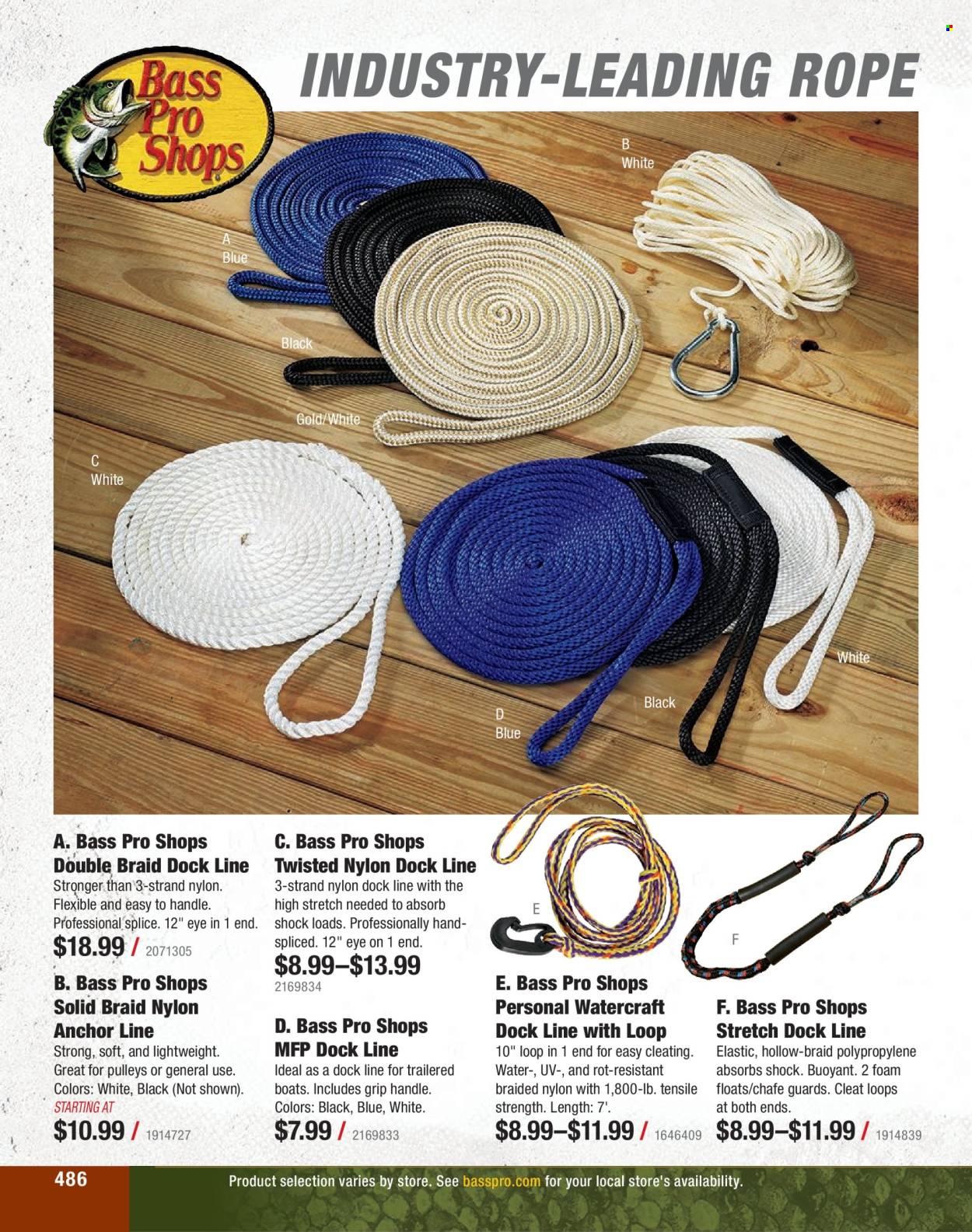 thumbnail - Bass Pro Shops Flyer - Sales products - Bass Pro, rope. Page 486.