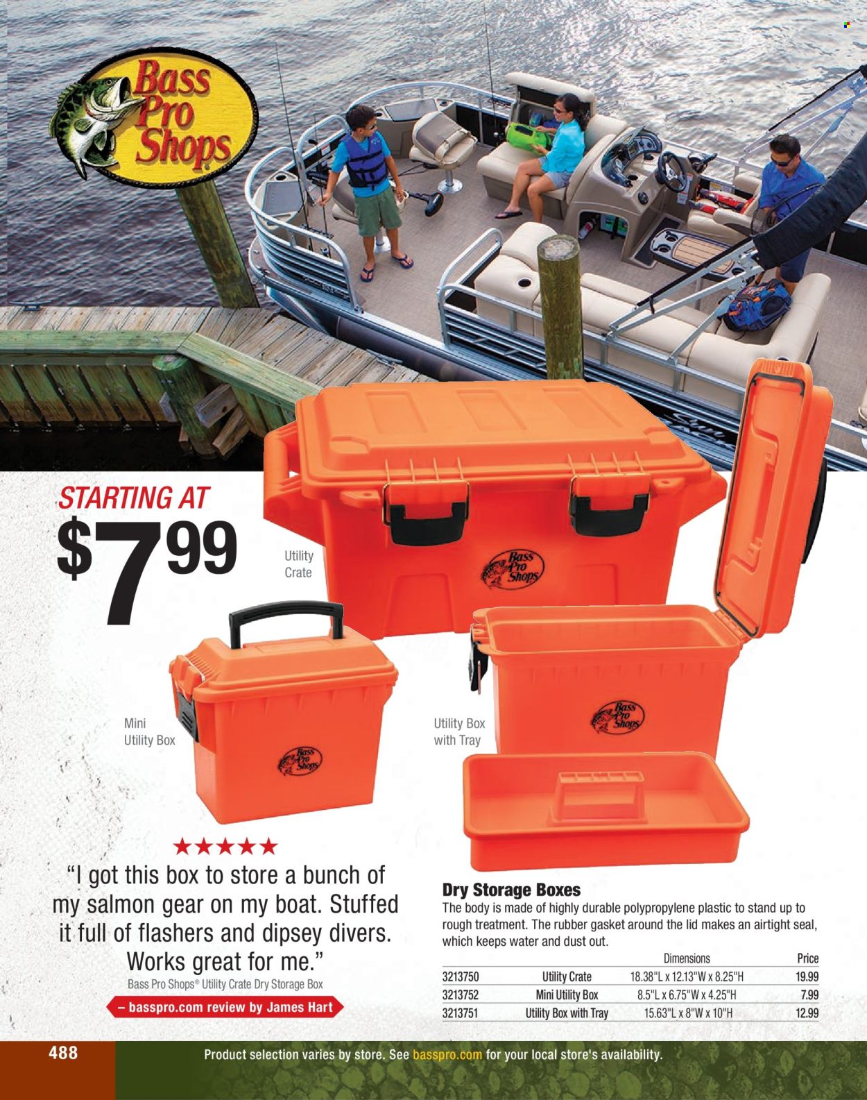 thumbnail - Bass Pro Shops Flyer - Sales products - storage box, Bass Pro, boat, crate. Page 488.