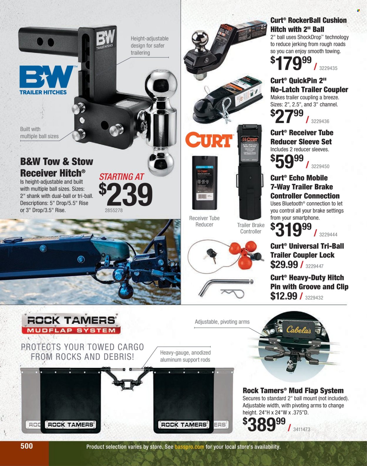 thumbnail - Bass Pro Shops Flyer - Sales products - cushion, trailer, receiver, gauge. Page 500.