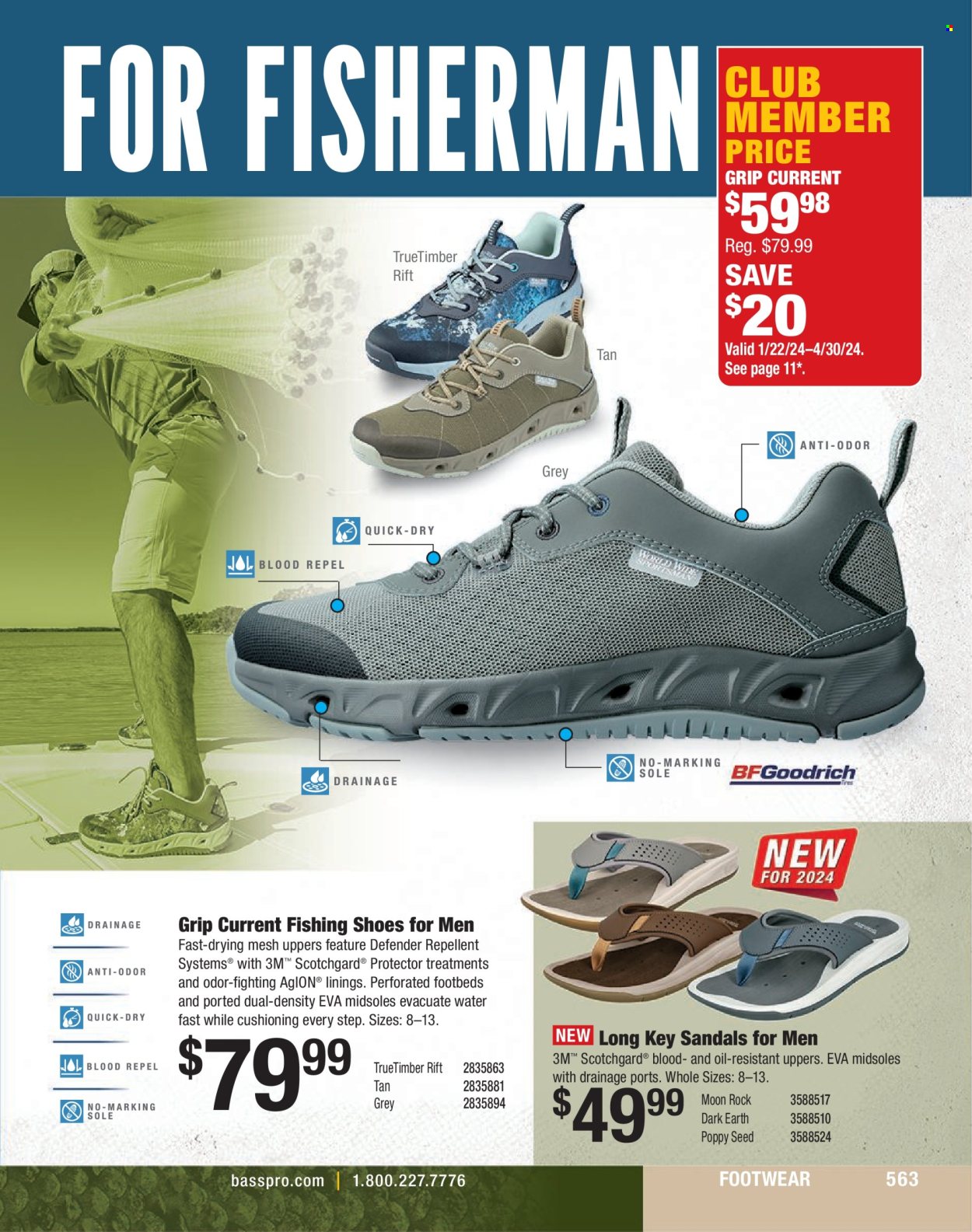 thumbnail - Bass Pro Shops Flyer - Sales products - sandals, shoes. Page 563.