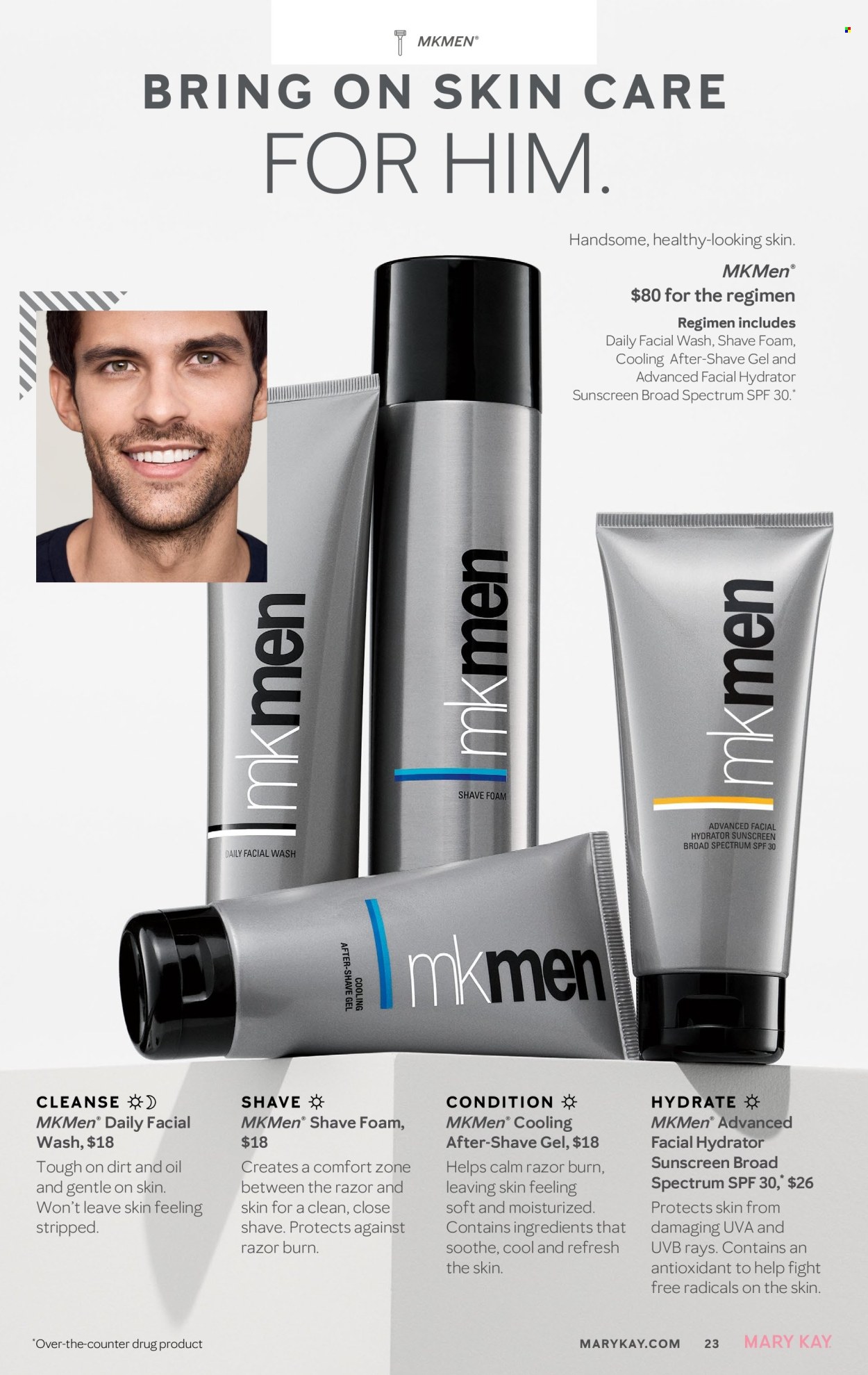 thumbnail - Mary Kay Flyer - 02/16/2024 - 05/15/2024 - Sales products - sunscreen lotion, razor, shave gel, shave foam. Page 23.