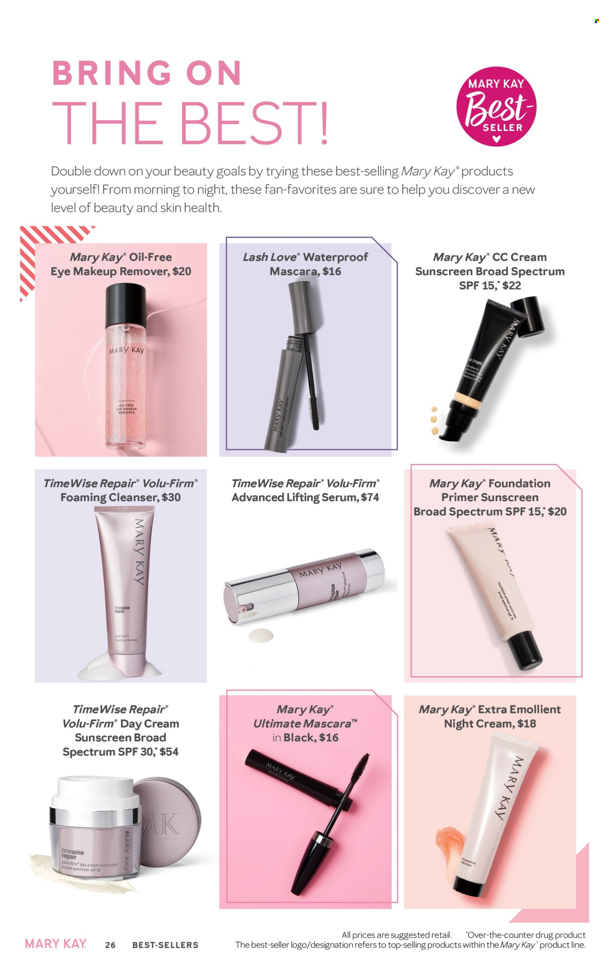 thumbnail - Mary Kay Flyer - 02/16/2024 - 05/15/2024 - Sales products - cleanser, day cream, makeup remover, serum, night cream, TimeWise, sunscreen lotion. Page 26.