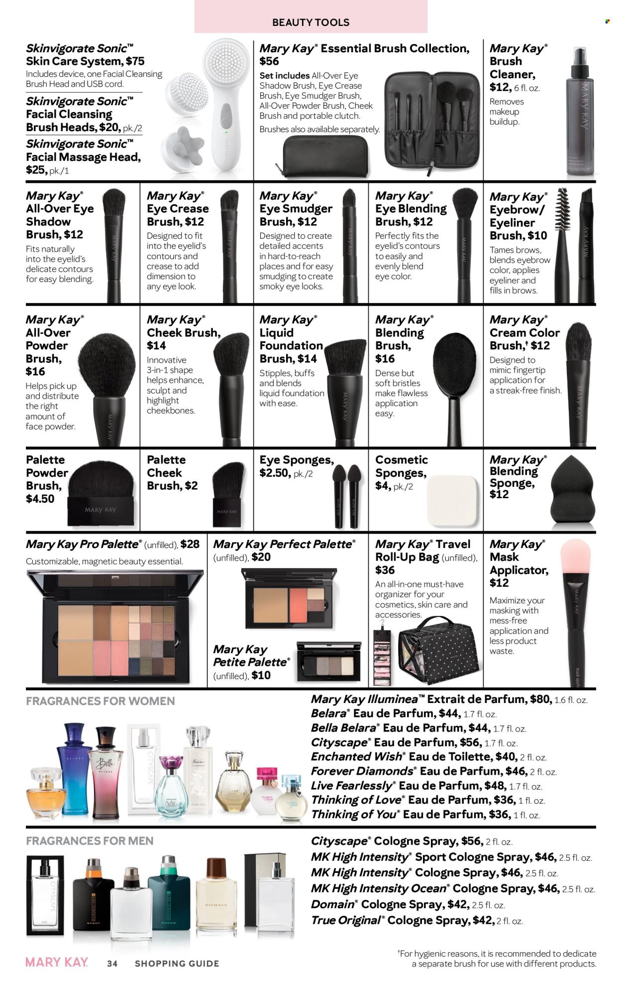 thumbnail - Mary Kay Flyer - 02/16/2024 - 05/15/2024 - Sales products - brush head, cosmetic sponge, skin care product, eau de parfum, eau de toilette, cologne, fragrance, cosmetic accessory. Page 34.