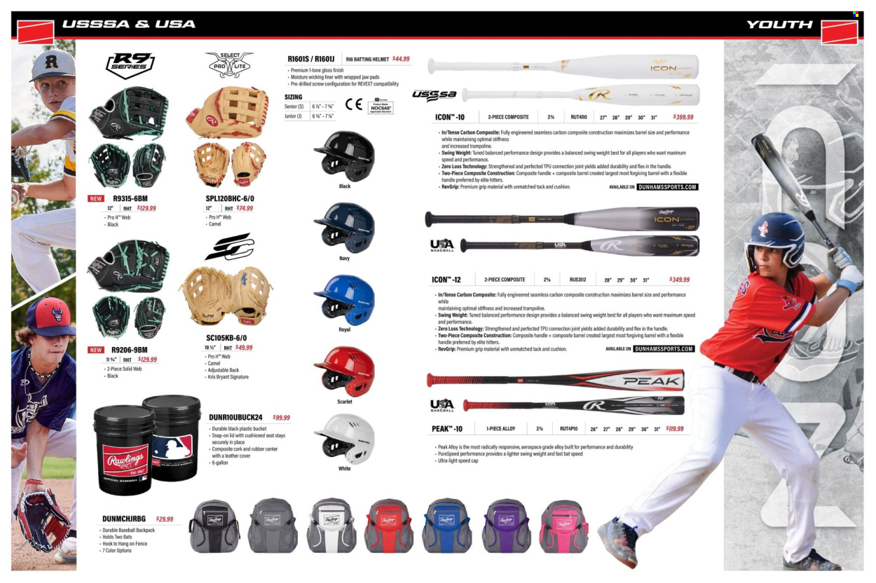 thumbnail - Dunham's Sports Flyer - 02/15/2024 - 05/22/2024 - Sales products - backpack, helmet, batting helmet, gloves, baseball gloves. Page 3.