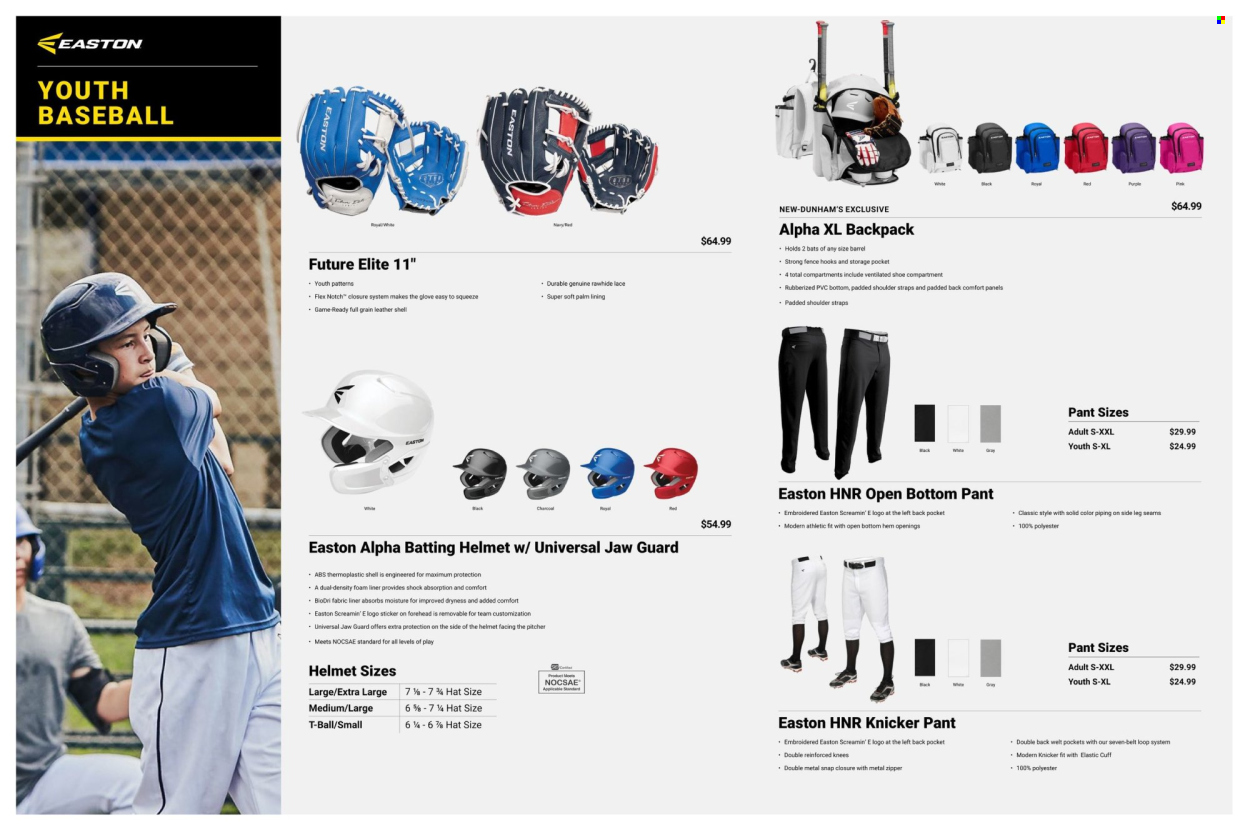 thumbnail - Dunham's Sports Flyer - 02/15/2024 - 05/22/2024 - Sales products - EASTON, helmet, batting helmet, backpack. Page 4.
