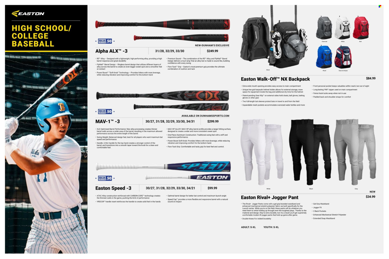 thumbnail - Dunham's Sports Flyer - 02/15/2024 - 05/22/2024 - Sales products - EASTON, backpack, joggers. Page 6.