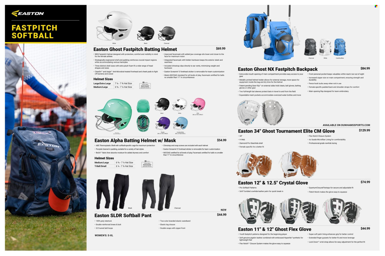 thumbnail - Dunham's Sports Flyer - 02/15/2024 - 05/22/2024 - Sales products - EASTON, gloves, helmet, batting helmet, backpack. Page 9.