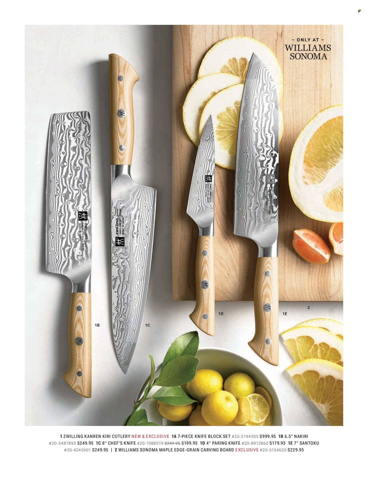 thumbnail - Williams-Sonoma Flyer - 02/18/2024 - 05/23/2024 - Sales products - Kiri, knife, chef’s knife, knife block. Page 27.