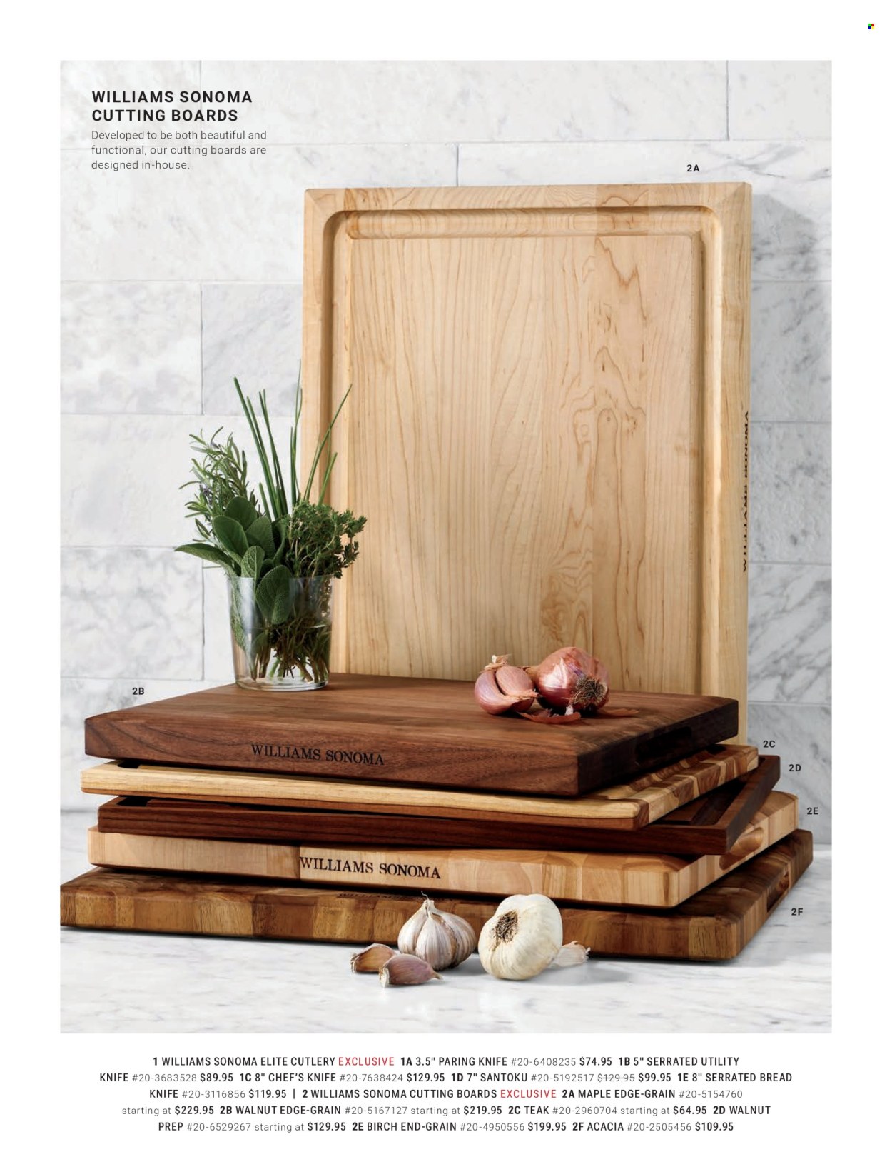 thumbnail - Williams-Sonoma Flyer - 02/18/2024 - 05/23/2024 - Sales products - bread, cutting board, chef’s knife. Page 49.